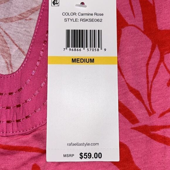 NEW Rafaella Pink And Red V Neck Top - Picture 3 of 7